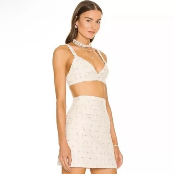 Assignment Gisele Bralette Top Women's Size Small Tweed Ivory Pearl New With Tag - Picture 1 of 7